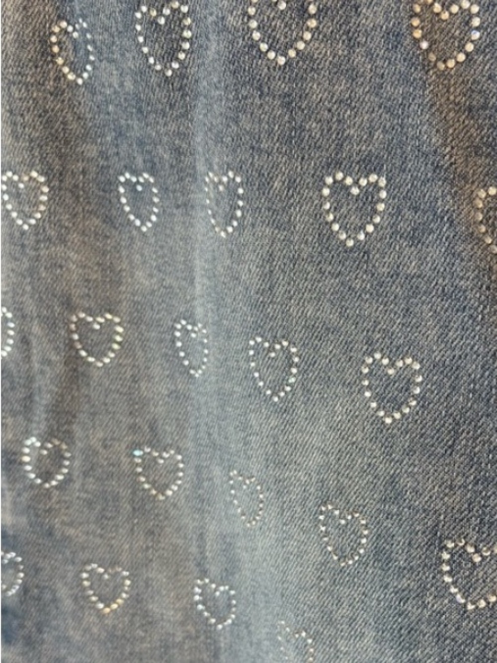 Oat 💙 Wide Leg Blue Denim Rhinestone Crystal Hearts Barrel Jeans Size 8 29 - Picture 8 of 8